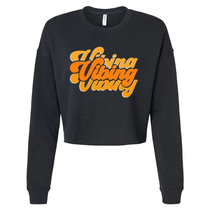 Vibing Orange Vibes Only Color Cropped Pullover Crew