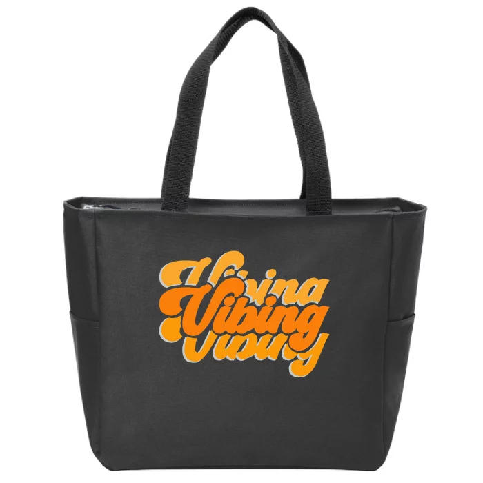 Vibing Orange Vibes Only Color Zip Tote Bag