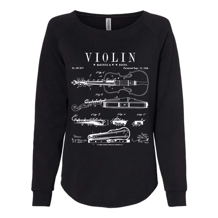 Violin Old Vintage Patent Drawing Print Womens California Wash Sweatshirt