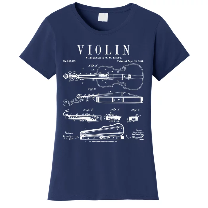 Violin Old Vintage Patent Drawing Print Women's T-Shirt