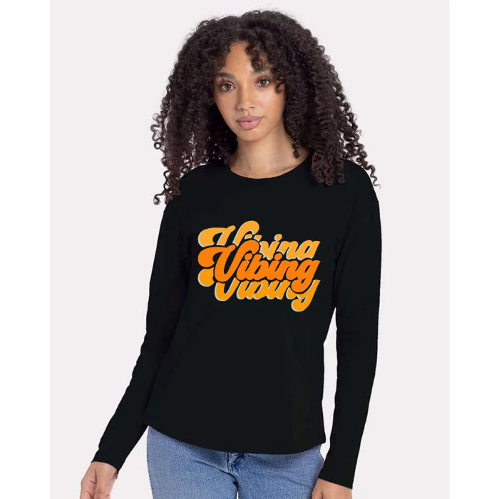 Vibing Orange Vibes Only Color Womens Cotton Relaxed Long Sleeve T-Shirt