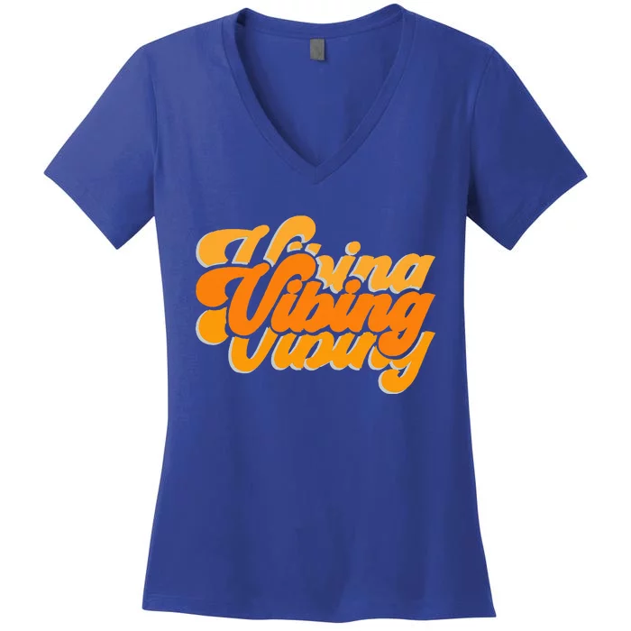 Vibing Orange Vibes Only Color Women's V-Neck T-Shirt