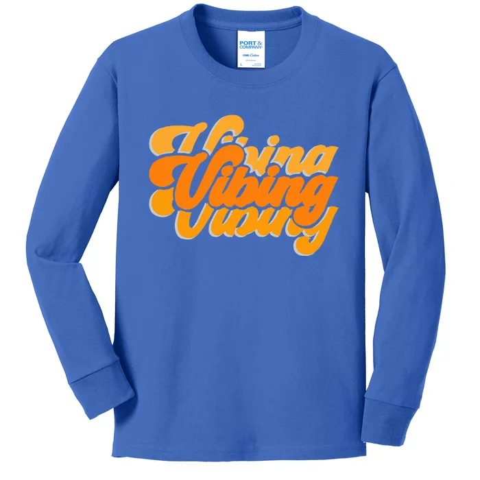 Vibing Orange Vibes Only Color Kids Long Sleeve Shirt