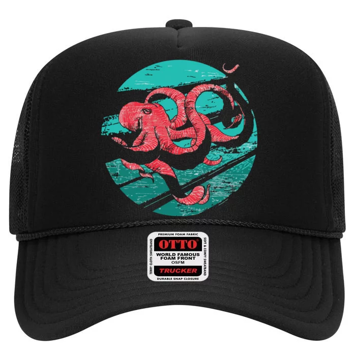 Vintage Octopus High Crown Mesh Trucker Hat