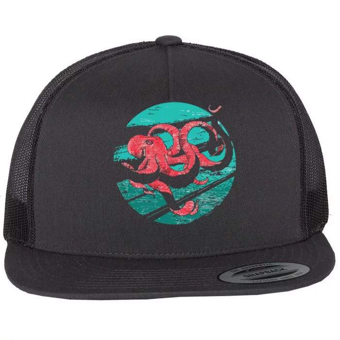 Vintage Octopus Flat Bill Trucker Hat