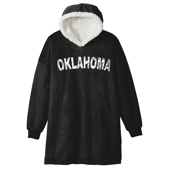 Vintage Oklahoma White Text Apparel Hooded Wearable Blanket