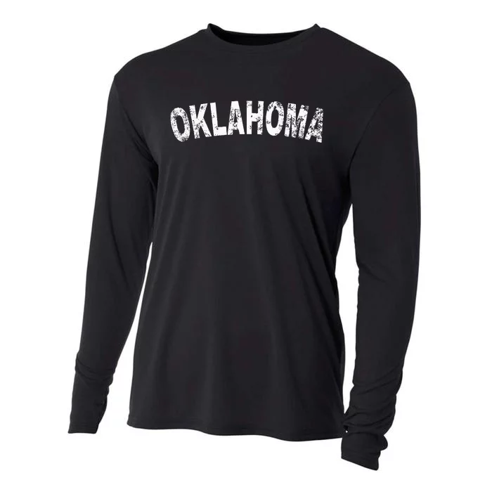 Vintage Oklahoma White Text Apparel Cooling Performance Long Sleeve Crew