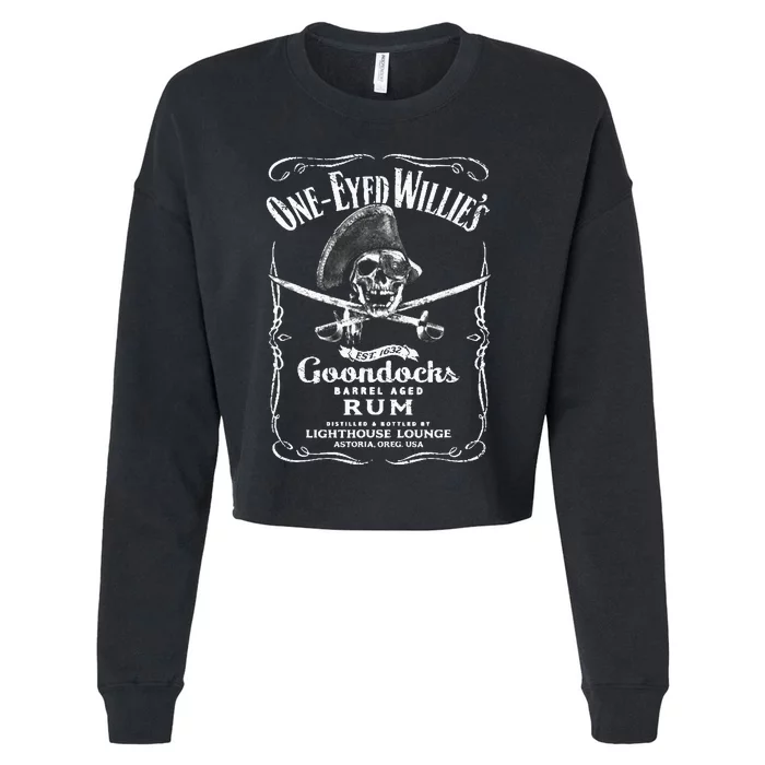 Vintage Oneeyed WillyS Pirate Rum Cropped Pullover Crew