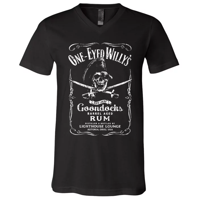 Vintage OneEyed Willys Pirate Rum With Back V-Neck T-Shirt