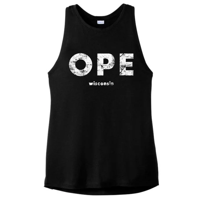 Vintage Ope Wisconsin T Up North Ladies Tri-Blend Wicking Tank