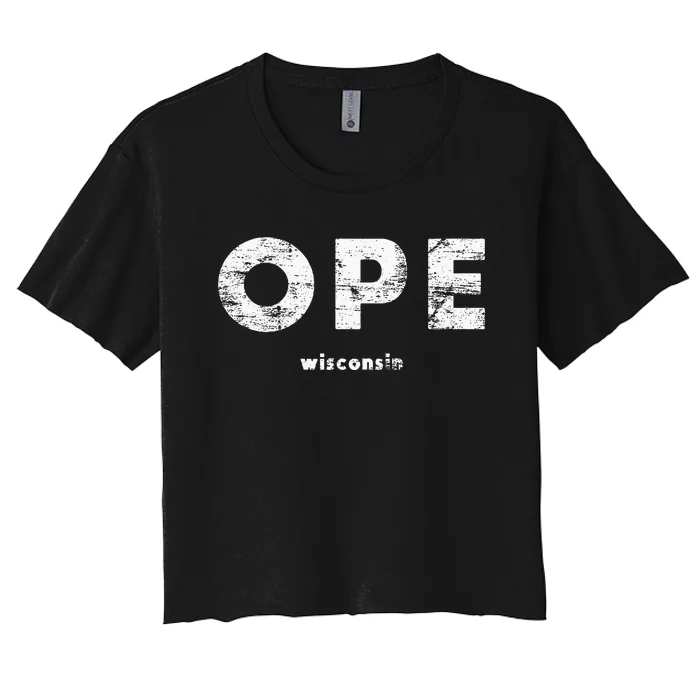 Vintage Ope Wisconsin T Up North Women's Crop Top Tee