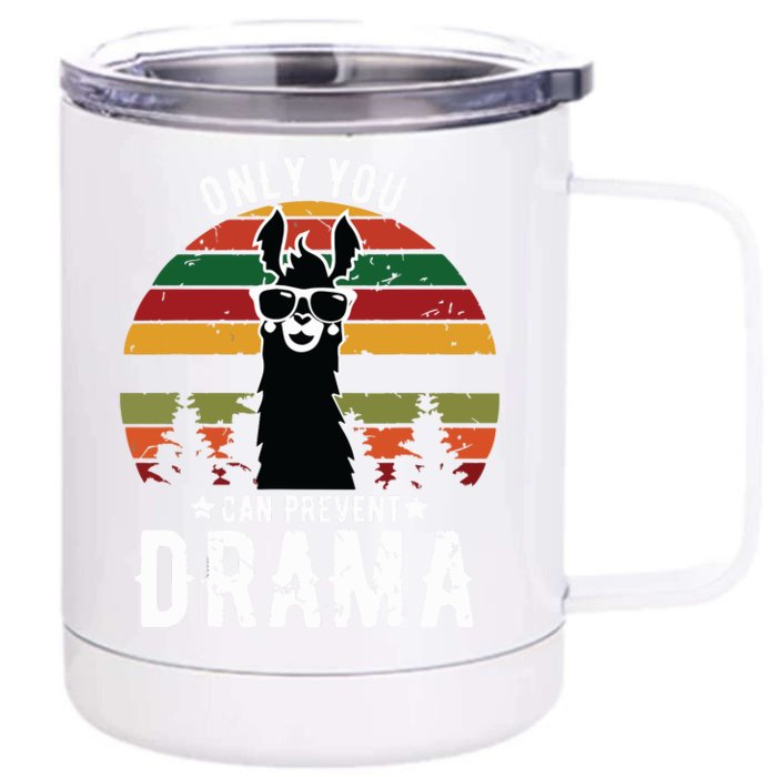 Vintage Only You Can Prevent Drama Llama Gift Front & Back 12oz Stainless Steel Tumbler Cup