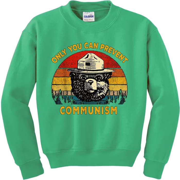 Vintage Only You Can Prevent Communism Camping Bear Kids Sweatshirt