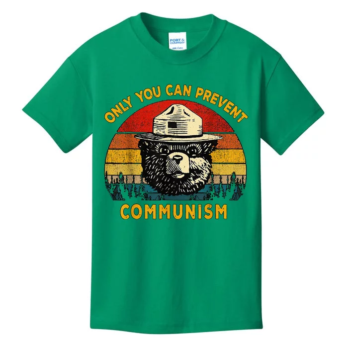 Vintage Only You Can Prevent Communism Camping Bear Kids T-Shirt