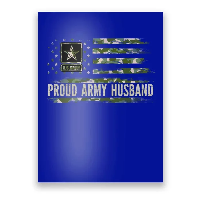 Vintage Proud Army Husband Camo American Flag Veteran Gift Funny Gift Poster