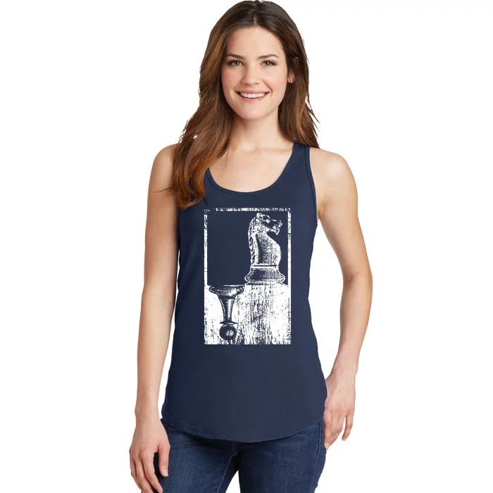 Vintage Pawn And Knight Shadow Chess Ladies Essential Tank