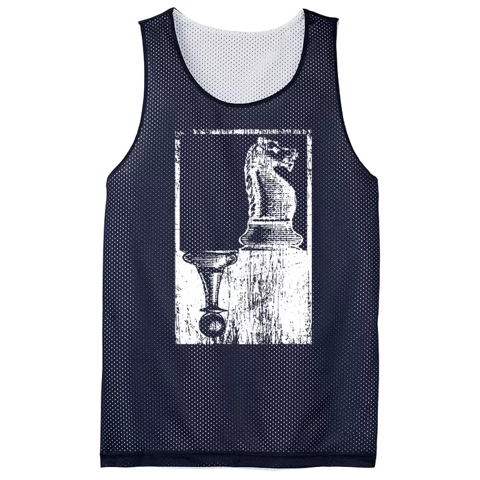 Vintage Pawn And Knight Shadow Chess Mesh Reversible Basketball Jersey Tank