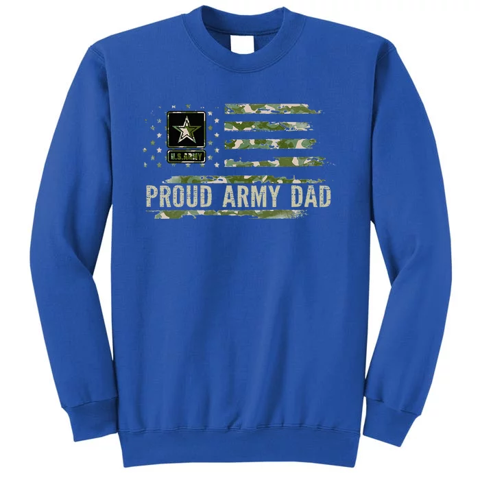 Vintage Proud Army Dad Camo American Flag Veteran Gift Tall Sweatshirt