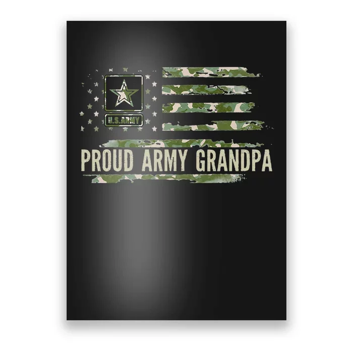 Vintage Proud Army Grandpa Camo American Flag Veteran Gift Poster