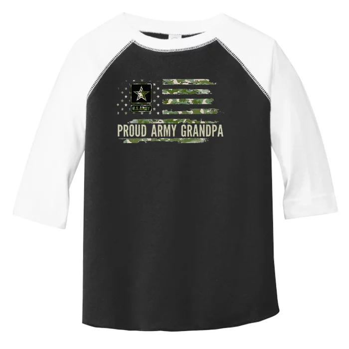 Vintage Proud Army Grandpa Camo American Flag Veteran Gift Toddler Fine Jersey T-Shirt