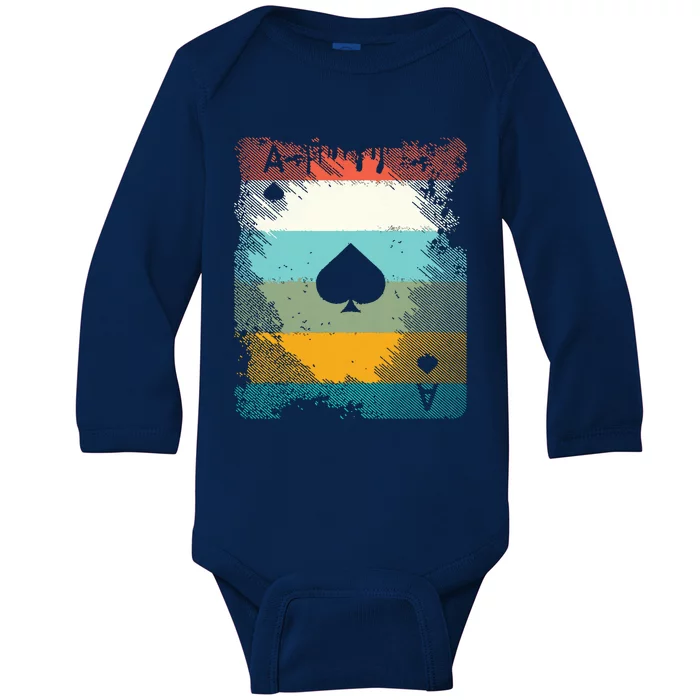 Vintage Poker Ace Of Spades Retro Cards Baby Long Sleeve Bodysuit