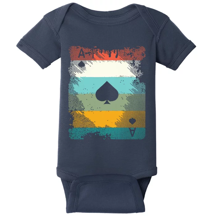 Vintage Poker Ace Of Spades Retro Cards Baby Bodysuit