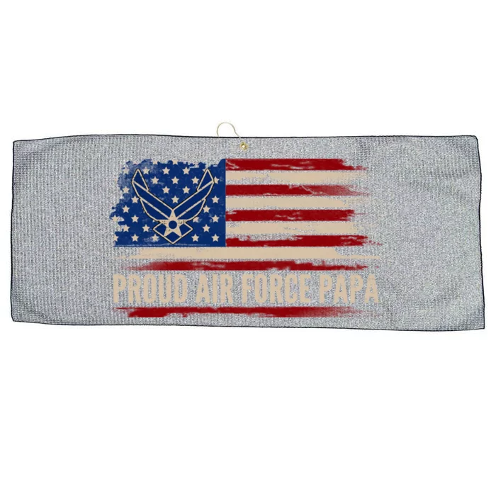 Vintage Proud Air Force Papa American Flag Veteran Gift Large Microfiber Waffle Golf Towel