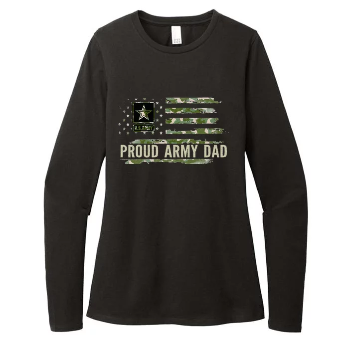 Vintage Proud Army Dad Camo American Flag Veteran Gift Womens CVC Long Sleeve Shirt