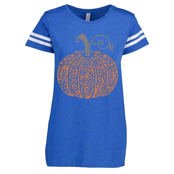 Vintage Pumpkin Autumn Fall Thanksgiving Halloween Enza Ladies Jersey Football T-Shirt