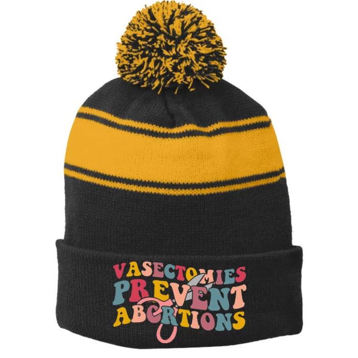 Vasectomies Prevent Abortions 's Pro Choice Feminist Stripe Pom Pom Beanie