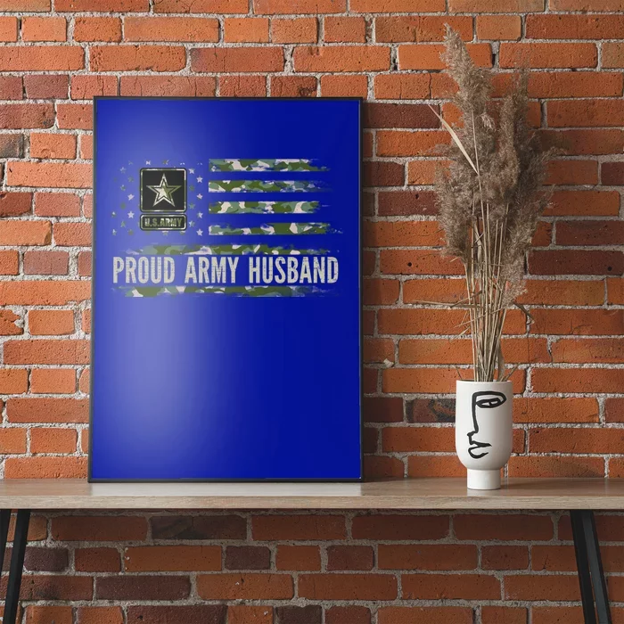 Vintage Proud Army Husband Camo American Flag Veteran Gift Poster