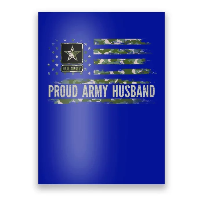 Vintage Proud Army Husband Camo American Flag Veteran Gift Poster