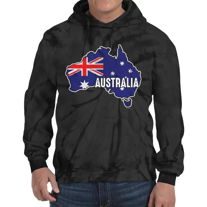 Vintage Patriotic Australian Pride Australia Flag Tie Dye Hoodie