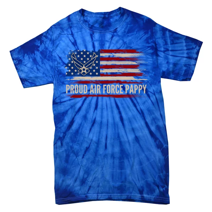 Vintage Proud Air Force Pappy American Flag Veteran Gift Funny Gift Tie-Dye T-Shirt