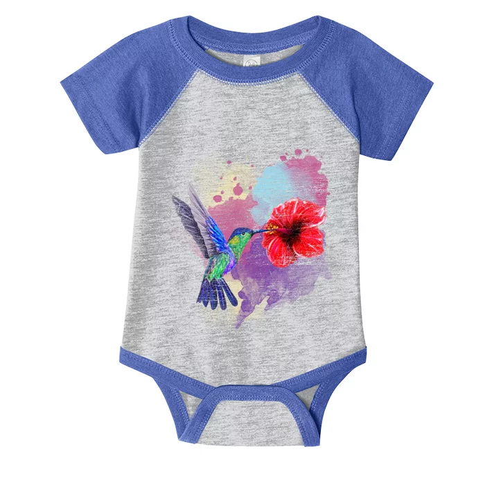 Vintage Pretty Bird Animal Hibiscus Flower Hummingbird Gift Infant Baby Jersey Bodysuit