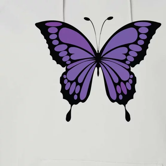 Vibrant Purple Butterfly Performance Fleece Hoodie