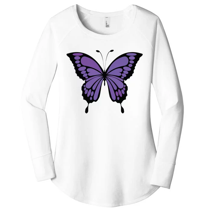 Vibrant Purple Butterfly Women's Perfect Tri Tunic Long Sleeve Shirt