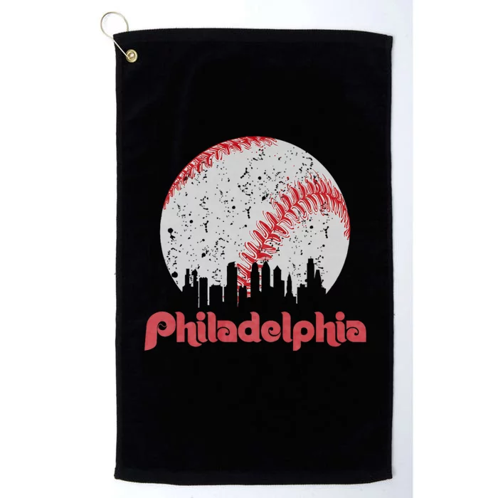 Vintage Philadelphia Baseball Skyline Retro Cityscape Platinum Collection Golf Towel