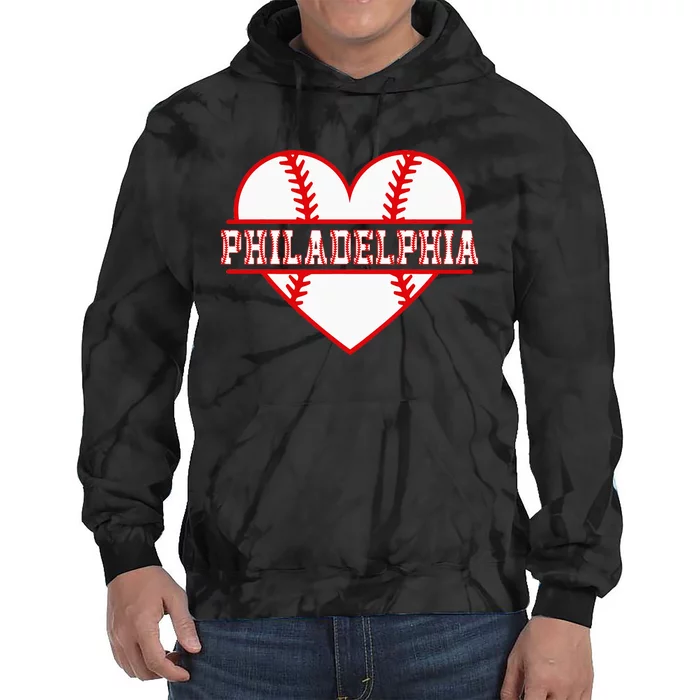 Vintage Philadelphia Baseball Skyline Retro Cityscap Tie Dye Hoodie