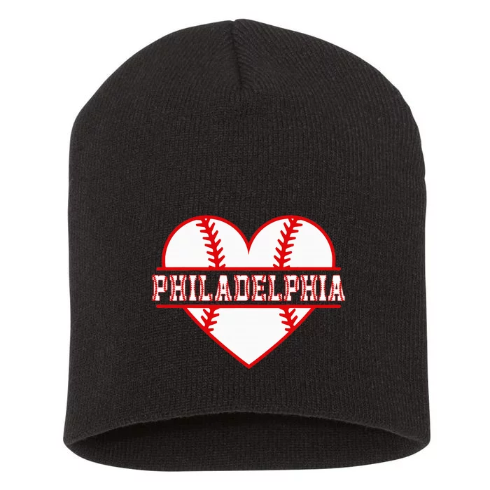 Vintage Philadelphia Baseball Skyline Retro Cityscap Short Acrylic Beanie