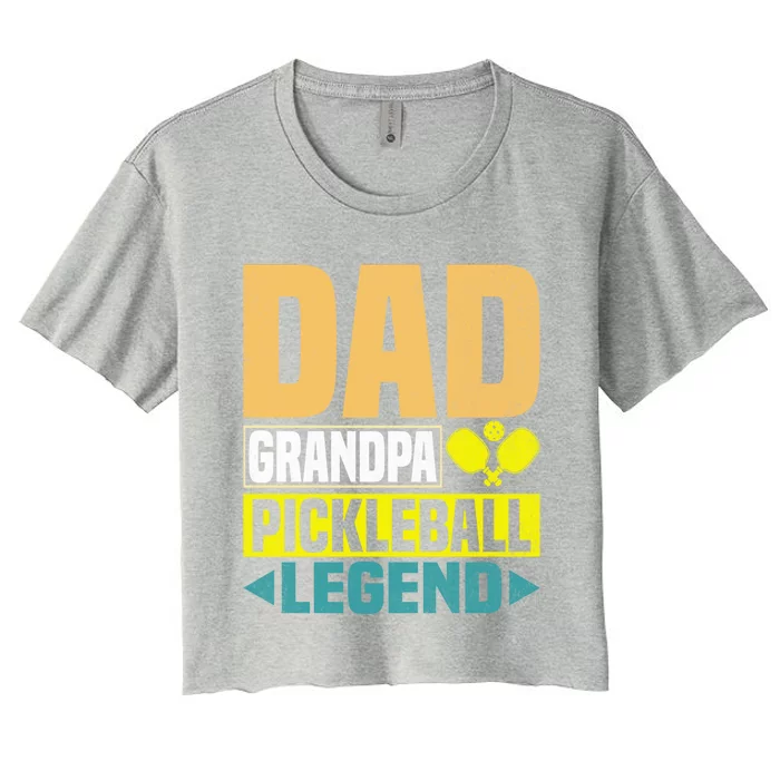 Vintage Pickle Ball Daddy Grandpa Pickleball Legend Dad Gift Women's Crop Top Tee