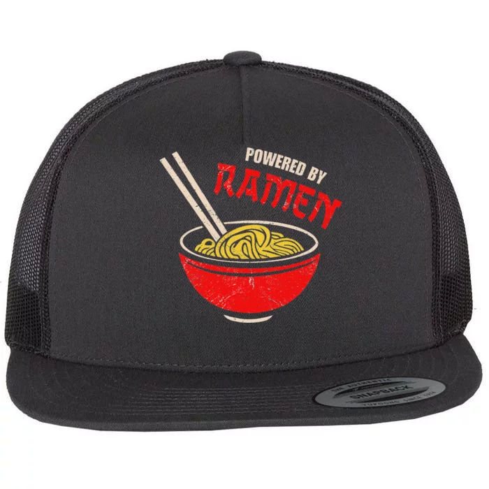 Vintage Powered By Ramen Japanese Love Anime Noodles Foodie Flat Bill Trucker Hat