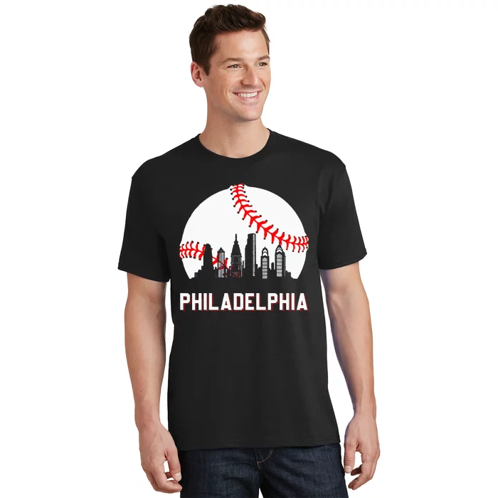 Vintage Philadelphia Baseball Leopard Heart Baseball T-Shirt