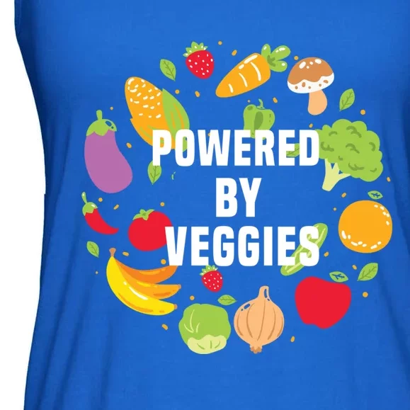 Vegeterian Powered By Veggies Funny Present Vegan Funny Gift Ladies Essential Flowy Tank