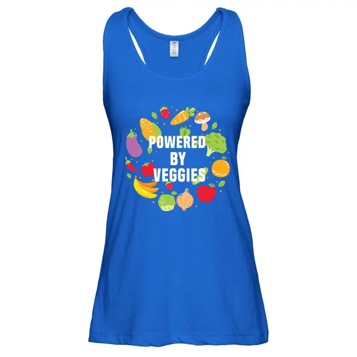 Vegeterian Powered By Veggies Funny Present Vegan Funny Gift Ladies Essential Flowy Tank