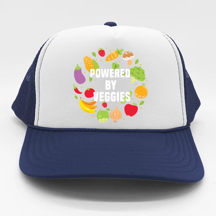 Vegeterian Powered By Veggies Funny Present Vegan Funny Gift Trucker Hat