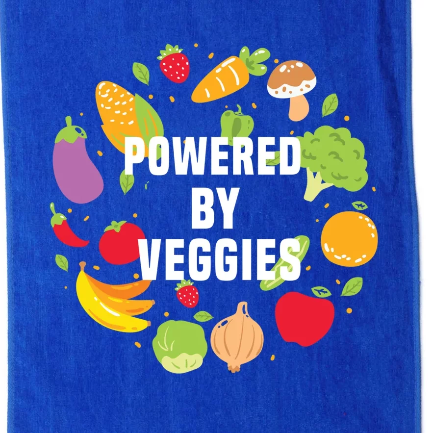 Vegeterian Powered By Veggies Funny Present Vegan Funny Gift Platinum Collection Golf Towel