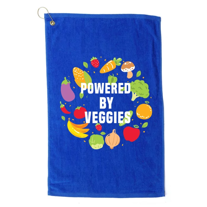 Vegeterian Powered By Veggies Funny Present Vegan Funny Gift Platinum Collection Golf Towel