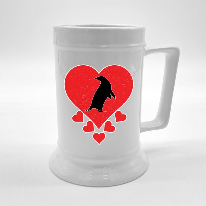 Vintage Penguin Birds Lover Valentine's Day Penguin Funny Gift Front & Back Beer Stein