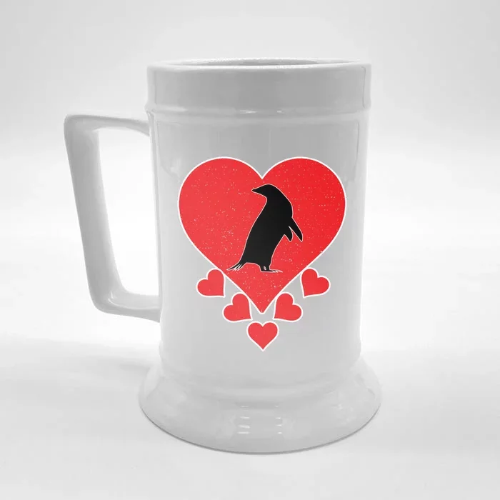 Vintage Penguin Birds Lover Valentine's Day Penguin Funny Gift Front & Back Beer Stein